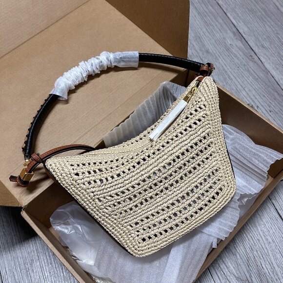 Loewe Mini Hammock Hobo in raffia and calfskin - Picture 9 of 9